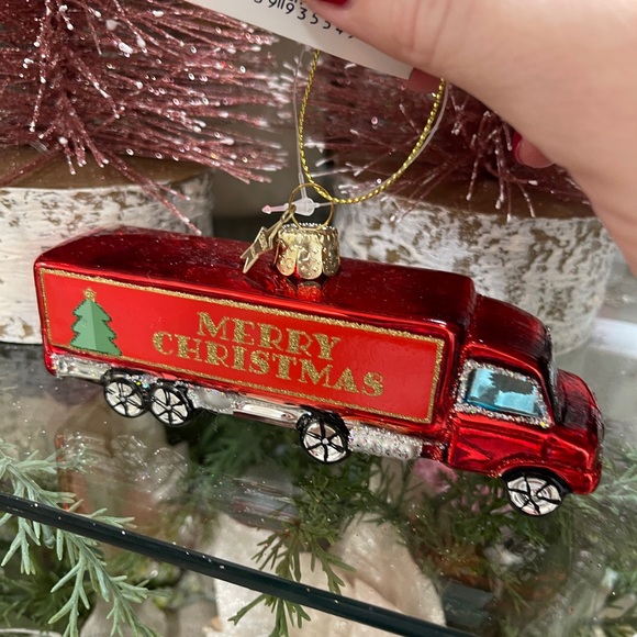 Merry Christmas Trailer Truck Glass Glitter Ornaments Made in Amsterdam NWT - Picture 4 of 6